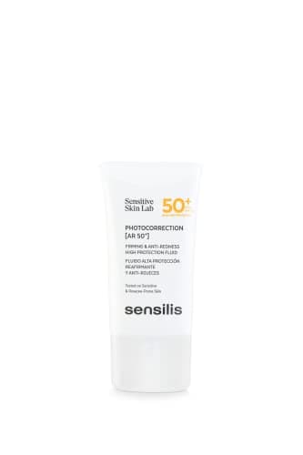 Sensilis - Photocorrection AR SPF 50+, Crema Solar Facial que Reduce el Enrojecimiento, Protege, Calma y Reafirma la Piel, para Pieles Sensibles y con Tendencia a la Rosácea y/o Cuperosis - 40 ml
