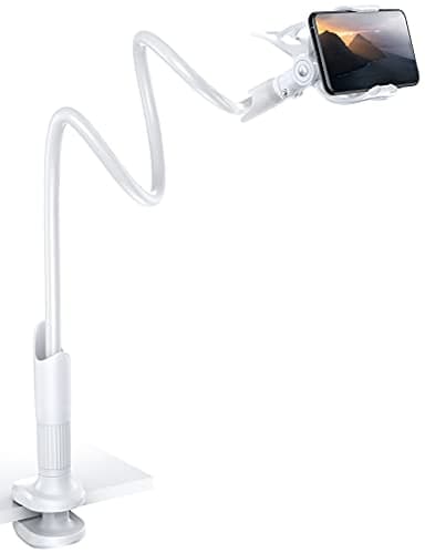 Lamicall Soporte Móvil con Cuello de Cisne - Soporte Teléfono e Smartphones para iPhone 17 Pro MAX Air, 16 15 14 13 12 11 Pro MAX Mini Plus XR X 8 7 6, Samsung, Huawei, Otras Smartphones - Blanco