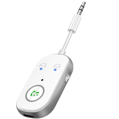Adaptadores de Transmisor Bluetooth 5.3, Receptores de Transmisor Bluetooth 2 en 1 Admiten 2 Airpods, Enchufe AUX de 3,5 mm, para TV, Teléfonos Móviles, Sistemas de Sonido para Automóviles (Blanco)