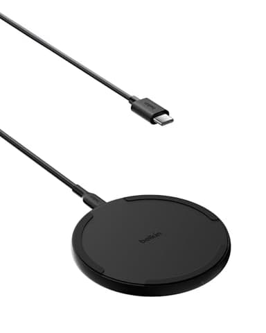 Belkin Cargador Inalámbrico de 15 W, Estación de Carga para iPhone 17, iPhone 16/15 Series, AirPods, Samsung Galaxy S25, Galaxy S24, Pixelsnap - Cable Incluido (sin Fuente de alimentación) - Negro