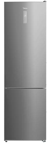Midea Frigorífico Combi No Frost | 59,5 cm ancho x 201 alto cm | Inox | Nevera libre instalación 247 L + 83 L Congelador - Refrigerador de bajo consumo con congelador vertical