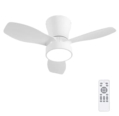 LUMIKING Ventilador de Techo Pequeño con Luz LED Blanco 62cm | Motor DC Silencioso 3 Velocidades | 3 Temperaturas de Luz (3000K/4000K/6500K) Intensidad Regulable | Mando y Temporizador
