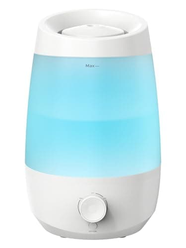 AROEVE Humidificador, 2,5L Humidificador Aceites Esenciales, 250 ml/h, 25H Difusor de Aceites Esenciales, Apagado Automático, 25 dB Silencioso para Bebés y Plantas, Blanco