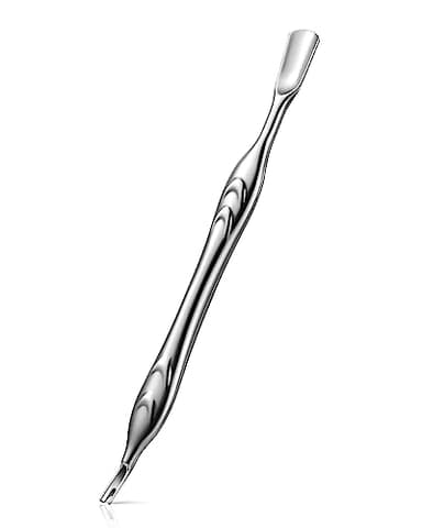 FERYES Corta Cutículas con Tenedor, Herramienta 2 en 1 para el Cuidado de las Uñas, Herramienta de Acero Inoxidable para Manicura y Pedicura - Plateado