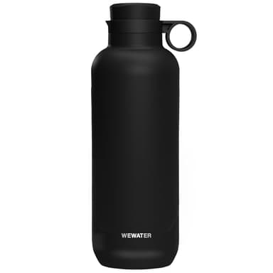WEWATER INFUSE Bottle – Botella térmica de 750 ml con infusor integrado, botella portátil reutilizable, asa, sin BPA, tapón antifugas con doble apertura, termo negro