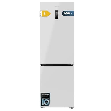 Cecotec Frigorífico Combi 456L Total No Frost Bolero CoolMarket Combi 456 White E. Altura 201cm y 59,5cm Ancho, MAX INSIDE con VIP Tech, Compresor Inverter Plus, Bajo Consumo, Bandejas Cristal, Blanco
