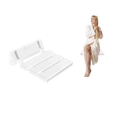 Asiento de ducha plegable para montaje en pared, 130 kg, sin barreras, taburete de ducha de aleación de aluminio/ABS con asiento transpirable, silla de seguridad para personas mayores y embarazadas