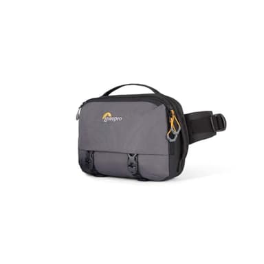 Lowepro Trekker Lite SLX 120 - Fabricada con Tela Reciclada y Tela Teñida en Solución - para Cámaras sin Espejo con Objetivo Acoplado, Fijación para Trípode, Portabotellas de Agua, Gris