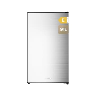 EVVO Frigorífico Mini F24X, 91 L, Inox, Bajo Consumo 85 kWh/año, Compartimento congelador, 41 dB, Mini nevera compacta para estudios, oficinas y cocinas modernas