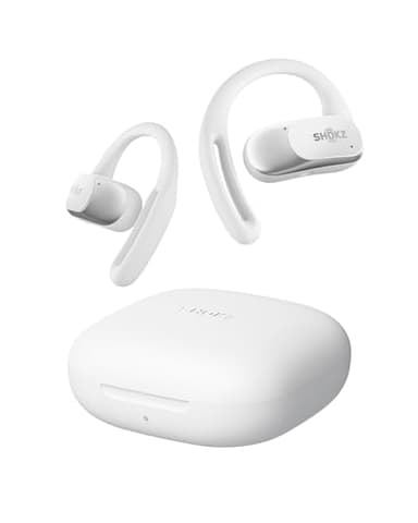 SHOKZ Auriculares Open-Ear OpenFit Air, Auriculares Bluetooth inalámbricos con Micro, Carga rápida, Tiempo de reproducción 28h, IP54 Resistencia al Agua para Entrenamiento, Blanco