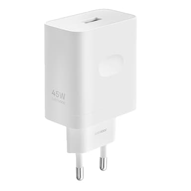 OPPO Cargador SUPERVOOC 45W - USB, Carga Rápida, Cargador Original OPPO, Cable no Incluido - Blanco