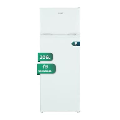 SVAN Frigorífico 2 Puertas Blanco SF145501E. Capacidad 206 Litros, Puerta Reversible, Bajo Nivel Sonoro, Eficiencia Energética Clase E