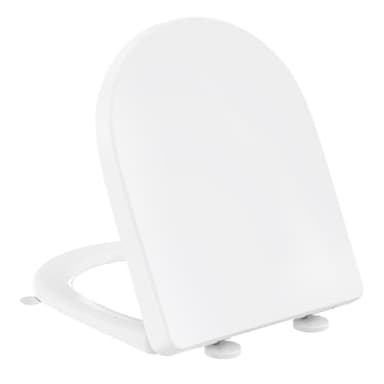 Tapa WC Universal Forma de D [LARGO], YEAUPE PRO Asiento de Inodoro de Cierre Suave con Liberación Rápida para una Fácil Limpieza, Blanco, 44,6 x 36,1 x 5cm, Incluye plantilla de instalación