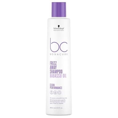 Schwarzkopf Champú profesional Bonacure Frizz Away para cabello encrespado grueso, vegano, aceite de babasú, efecto antihumedad, suavidad, brillo intenso, 250 ml