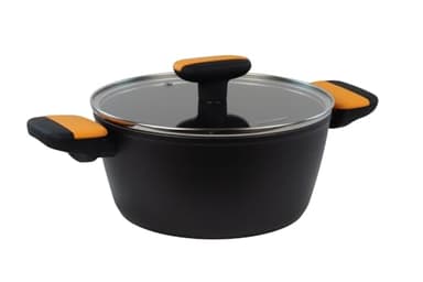 Fackelmann Soft Olla con Tapa, Antiadherente, 20 cm, Aluminio Forjado, Revestimiento Cerámico Greblon Libre de PFA, Apta para Inducción, Vitro, Gas y Horno, Asas Soft Touch, 1 ud.