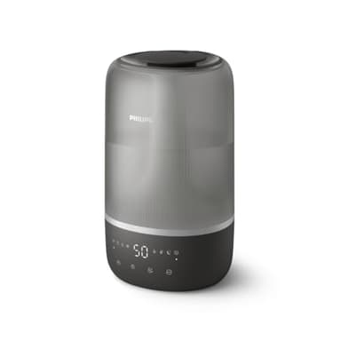 Humidificador inteligente Philips - compacto pero potente con nebulización Sky High, hasta 32 h de autonomía, depósito de agua de 3 l de llenado superior, para habitaciones de hasta 41 m² (HU1510/03)