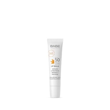 Laboratorios Babé - Bálsamo Labial SPF 50 | Protección Solar y Reparación Total para Labios | 15 ml | Con Ácido Hialurónico y Manteca de Karité | Efecto Volumen | Protector Solar Labial Regenerador