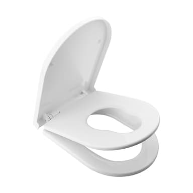 Ibergrif M41001-2 Tapa WC Universal, Asiento de Inodoro Familiar con Cierre Suave en Forma de D con Liberación Rápida, Fácil de Limpiar, Blanco