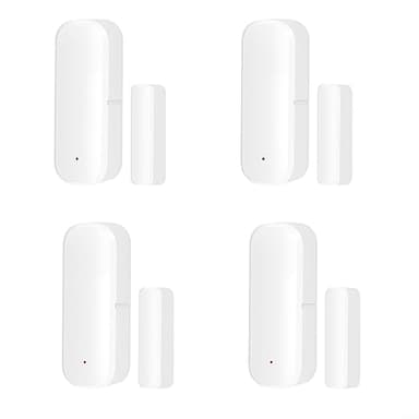Paquete de 4 Sensores WiFi TUYA para Puerta - Alarma Inteligente Con Notificación, Control de Aplicación y Sensor Magnético de Contacto Abierto para Seguridad