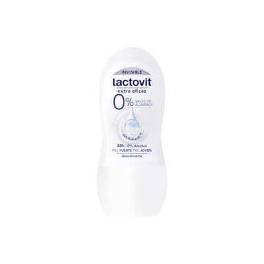 Lactovit - Desodorante Roll-On Extra Eficaz 0%, Sin Alcohol ni Sales de Aluminio, Anti-Irritaciones, 48H – 50 ml
