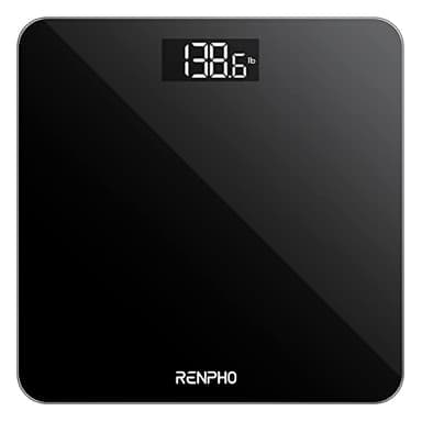 Báscula De Baño Digital RENPHO, Báscula De Peso Corporal De Alta Precisión Con Pantalla Iluminada, Graduación de 0,1 lb (50 g) precisión, Tecnología Step-On, 180kg/400lb, Negro, Core 1S