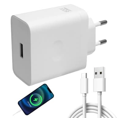 Cargador USB-C de 80W para OPPO Super-VOOC, Cargador Super-vooc con Cable USB-A a C para OPPO Find X7/X6/X5/X3/Reno 11/10/8/7/6 para OnePlus 11/10T Nord 2T/10 Pro para Realme GT/9 Pro
