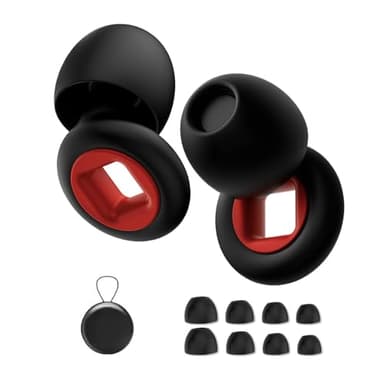 Poraceous Tapones Oidos Ruido Dormir, 1+3 pares Moto Tapones, Tapones Para Los Oídos Reutilizables, Tapones Antironquidos, Silicona para Artevive Earplugs, Músicos, Concentración, Motos(Negro Rojo)