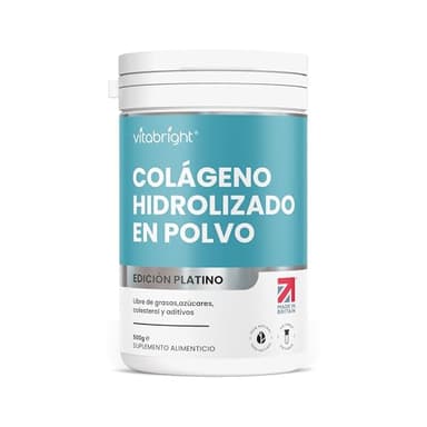 Colágeno Hidrolizado 500g | 50 Porciones | Péptidos de Colageno En Polvo Altamente Biodisponible Para Un Mejor Colageno Hidrolizado | Colágeno Sport Para Mujeres y Hombres | VitaBright
