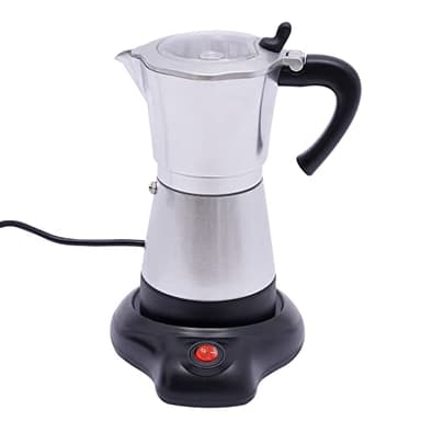 NiuLifeya Cafetera eléctrica italiana, 480 W, cafetera eléctrica, cafetera de 300 ml, 6 tazas de café moca con base para uso doméstico, oficinas, cafés (plata)