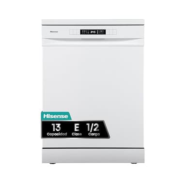 Hisense HS622E10W - Lavavajillas, Capacidad para 13 servicios, 60 cm, Programa ECO, Silencioso, 2, Filtro autolimpiable, Contador digital, Libre instalación, Blanco