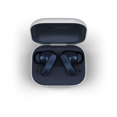 Motorola Moto Buds, Auriculares inalámbricos, Sonido inmersivo con Dolby Atmos, reducción de Ruido, autonomía de 42 Horas, 3 micrófonos, Azul Marino [Versión Francesa]
