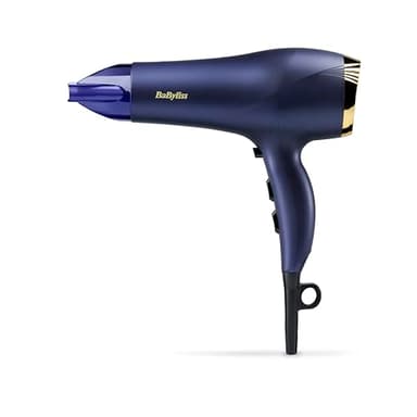 BaByliss Secador de Pelo Midnight Luxe - Potente Secador 2300 W, Control iónico antiencrespamiento, Secado Rápido, Profesional y Ligero, Compacto, 3 ajustes de calor y 2 velocidades, Azul, 5781PE