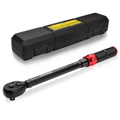 Toolwiz Llave Dinamométrica de 3/8", 6.8-61 Nm/5-45 Ft-Lb Llave de Torque, Precisión ±3%, Cabezal Reversible de 72T Llave Dinamométrica para Coche, Camión, Moto