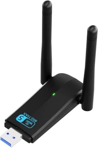 Adaptador WiFi USB 1300Mbps para PC de Sobremesa y Portátiles - Dual 5Dbi Antena 5G/2.4G, USB 3.0 Dual Band Network Adapter - Compatible Con Windows 11/10/7