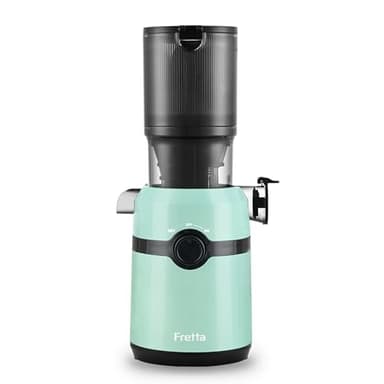 Fretta Extractor de Zumos y Verduras, Apertura de 108MM y Capacidad de 1L, Licuadora Prensado en Frio para Verduras Frutas Enteras, 200W Slow Juicer Machine, Fácil Montaje y Limpieza, Sin BPA(Azul)