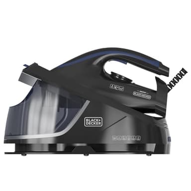 Black+Decker – Centro de planchado Compacto| Ligero| Depósito 1,5L| Golpe Vapor 400g/min| Punta de Precisión| Suela Cerámica| Autolimpieza| Antical| Modo ECO| Diseño ergonómico