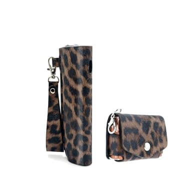 Funda compatible con cigarrillo iqos + compatible con iluma one funda de piel sintética funda de piel sintética con hojas y accesorios, bolsa de cigarrillos, funda de viaje, bolsa protectora