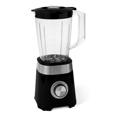 Amazon Basics - Licuadora para cocina, jarra de plástico de 1.5 l, 600 W, para batidos y triturar hielo, color negro