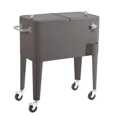 LOLAhome Nevera Carrito Vintaje para Barbacoa | Gris, 56 litros de Capacidad, de Acero con epoxi Anticorrosión | Carrito de Bebidas Auxiliar isotermo | para Exterior, Jardín, Terraza | Fresh