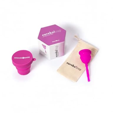 Eureka! Cup - Copa Menstrual Vaciable con Esterilizador Plegable | Silicona Médica Reutilizable | Alternativa Cómoda y Ecológica a Tampones | 3 Tallas (Pequeña)