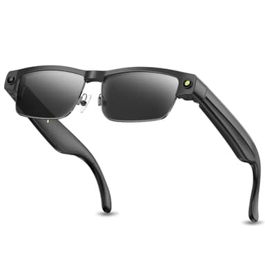 Gafas inteligentes Bluetooth con cámara HD, grabación 1080P, audio de oído abierto, micrófono ANC, música, llamadas y asistencia de voz con traducción, gafas de sol con protección UV para hombre mujer