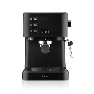 Ufesa Varese Cafetera Compacta Espresso y Capuccino, 1050W, Vaporizador Orientable, 20 Bares, 1 o 2 Cafés, Depósito 1.5L, Función Calienta Tazas