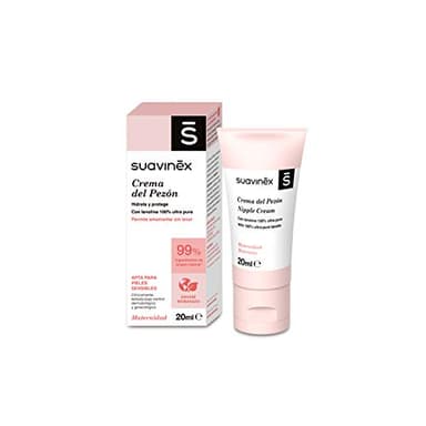 Suavinex, Crema del Pezón, Crema de Lanolina Pura para Pezones, permite Amamantar Sin Lavar, Evita la Sequedad y la Formación de Grietas, Apta Pieles Sensibles, 99% Ingredientes Origen Natural, 20 ml