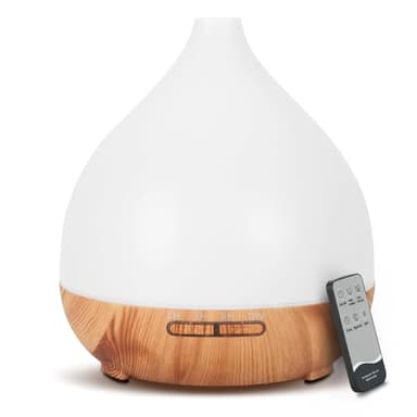 Cozary Difusor de Aromas 400ml, Humidificador Ultrasónico,Apagado Automático, Difusor de Aceites Esenciales,7 Colores LED, Temporizador 1/3/6 Horas,Función Aromaterapia, Ultrasilencioso