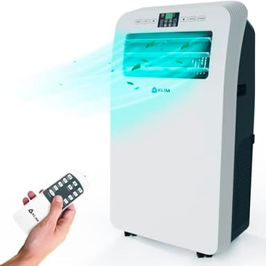 KLIM AC12000 | Aire Acondicionado Móvil Potente y Silencioso de 12.000 BTU + NUEVO + con Función Deshumidificador, Modo Refrigeración + Mando a distancia + 5 AÑOS DE GARANTÍA