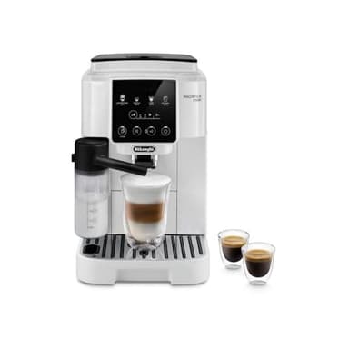 De'Longhi Magnifica Start ECAM220.61.W, Máquina de Café Totalmente Automática de Grano, 4 Recetas con un Solo Toque, Espumador de Leche Automático Latte Crema, Panel de Control Suave al Tacto, Blanco