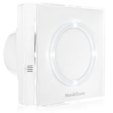 Hon&Guan Ventilador de Baño de 100 mm, 95 m³/h con luz LED con Función de Humedad & Temporizador, Extractor de Aire de 10 W para Montaje en Pared para Baño, Cubierta de Cristal, Silencioso, Blanco