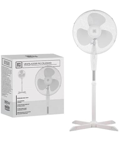 Genérico Ventilador de pie Ultra Silencioso EMMA | Envio 24h | 45 W | Bajo Consumo | Alta Potencia en 3 velocidades | Altura Modulable | 3 Aspas Duales | Pedestal - Ligero y Resistente
