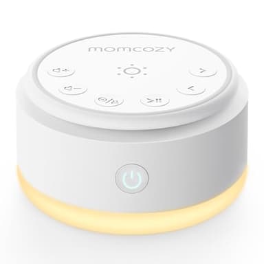 Momcozy Ruido Blanco Bebe con 20 Sonidos Relajantes y Luz Nocturna Táctil, Maquina Ruido Blanco Bebe Portátil con Temporizador de Sueño y Función de Memoria, Ideal para Viaje & Lactancia