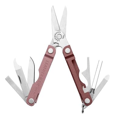 Leatherman Micra - Llavero Multiherramienta de Acero Inoxidable con Tijeras de Resorte y 9 Herramientas, Rosa Jaspeado